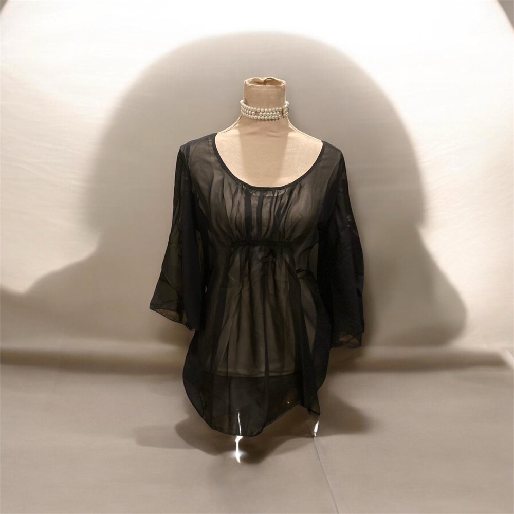 Simply Irresistible Sheer Black Peasant Blouse
